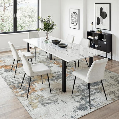 Area Rug 6x9 Living Room Rug Washable: No-Slip Abstract Soft Thin Large Grey Rugs, Indoor Floor Stain Resistant Modern Carpet for Bedroom Dining Room Farmhouse Nursery Home Office (Grey, 6'x9')