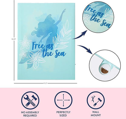 Disney Little Mermaid Free as the Sea Canvas LED Wall Art,Childrens Wall Hanging Décor,11.5"x15.75"