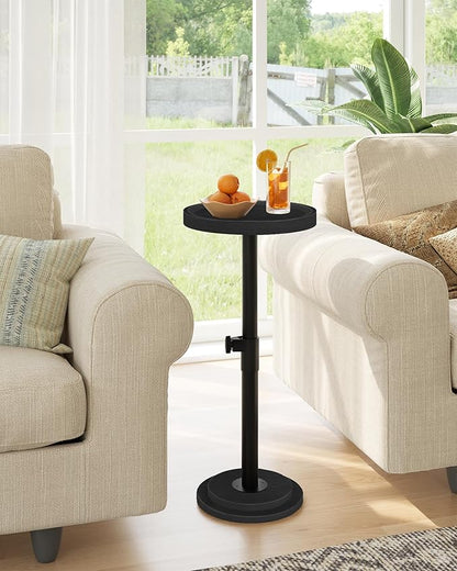 CHOEZON Small Round Side Table, Height Adjustable Drink Table, Pedestal Martini Table with Thickened Base, for Small Space, Sofa, Living Room, Bedroom, Black TBZ31BB