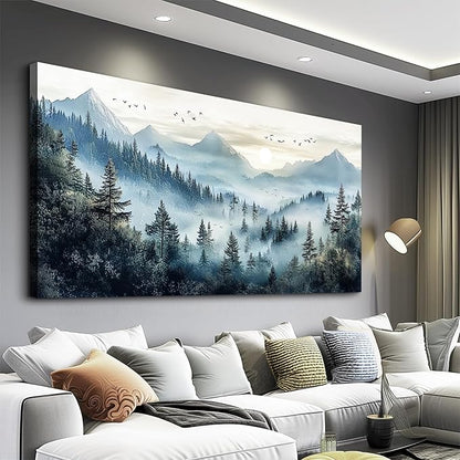 FUHAIHUA Canvas Wall Art For Living Room Wall Decor For Bedroom Office Wall Decoration Mountain Landscape Painting Forest Fog Pictures Artwork Room Aesthetic Home Decor 20x40 In