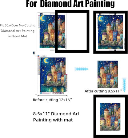 BESCRCL 12x16 Picture Frame Black Set of 6, Diamond Art Painting Frames Display Photo 8.5x11 or 12 x 16 without Mat, Wall Hanging Frame with Plexiglass