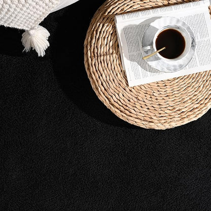 Gifeas Ultra Soft Round Area Rugs for Living Room Bedroom, 6x6 Feet Black Thickened Memory Foam Modern Indoor Circle Carpets, Non-Slip Comfy Circular Rug for Boys Girls Nursery Room Home Decor