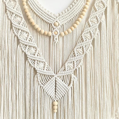 Achart Macrame Wall Hanging Large- Boho Wall Decor- large wall art- Wall Decor Living Room- Macrame Tapestry Boho Decor for Bedroom (Beige-V)