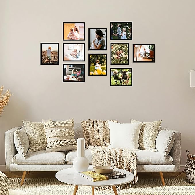 JCJMY 10 Packs 4x5 Picture Frames, Lightweight 4 by 5 Frames Bulk Set of 10 Collage Wall Decor Photo Frames Set for Wall and Tabletop, Black