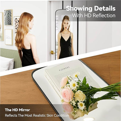 SCWF-GZ 57x20 Door Hanging Full Length Mirror, Floor (Height 5.7ft just Body in 1.3ft) or Wall Mounted Metal Frame Rectangle Dressing Mirrors for Bedroom Bathroom Living Room 57 inch Black