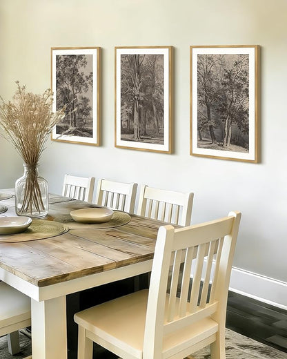 Drsoum Vintage Black Tree Wall Art Framed Retro Antique Forest Prints Modern Rustic Artwork Farmhouse Ready to Hang 16x24in Natural Framed
