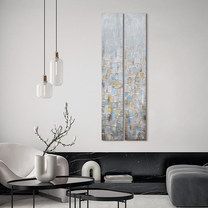 Empire Art Direct Abstract Wall Art Textured Hand Painted Canvas by Martin Edwards, Diptych, 72" x 12" each, Cosmopolitan