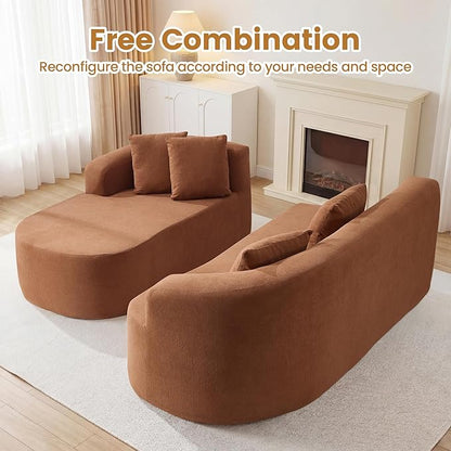 103" L Shaped Boneless Sectional Couches for Living Room, Curved Modular Sectional Sofa with Chaise, Modern Cloud Couch Deep 3 Seat No Assembly, Orange