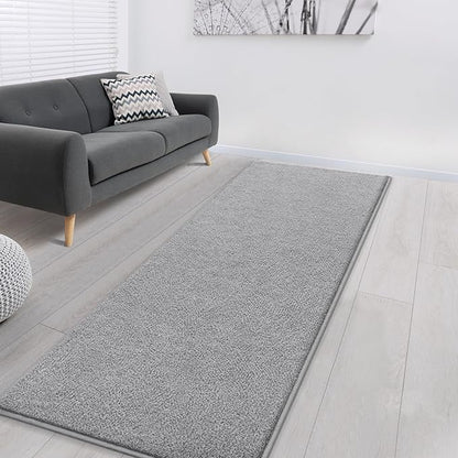 Gifeas Ultra Soft Modern Runner Rugs for Living Room Bedroom, 2x6 Feet Grey Thickened Memory Foam Indoor Solid Minimalist Carpets, Non-Slip Comfy Area Rug for Boys Girls Nursery Room Home Decor