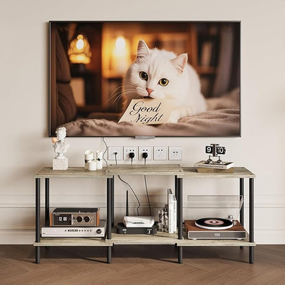 TV Stand, Entertainment Center, Industrial TV Media Console Table with Open Storage Shelves, 2 Tier TV Cabinet for Living Room, Bedroom LTS107Q