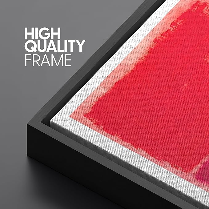 SIGNLEADER Framed Canvas Print Wall Art Set Vibrant Abstract Color Block Modern Minimalist Red, Orange, and Green Illustrations Boho Decorative for Living Room, Bedroom, Office - 16"x24"x3 Black