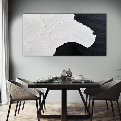 Tarfupth Black and White Abstract Wall Art for Living Room Hand-Painted Large Abstract Wave Oil Paintings Textured Artwork for Bedroom Office Home Decor 35x71 Inch