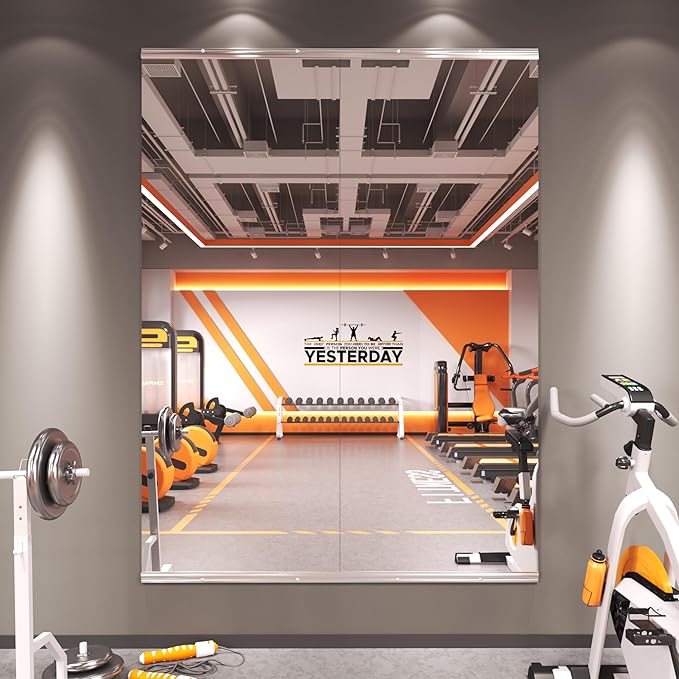 Amorho Gym Mirror, 63''x24''(Each)-2Pack, Frameless Full Body Mirror for Wall, Used for Home, Yoga Studios, Dance Rooms, Garage Gyms, Tempered Glass.