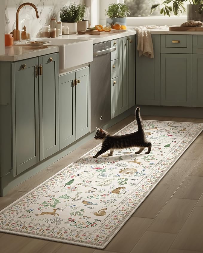 Machine Washable Kitchen Runner Rugs: 2'x6' Hallway Runner Rug Non Slip Low Pile Stain Resistant Soft Carpet Runners for Hallways Indoor Entryway Kitchen Laundry Room Beside Farmhouse