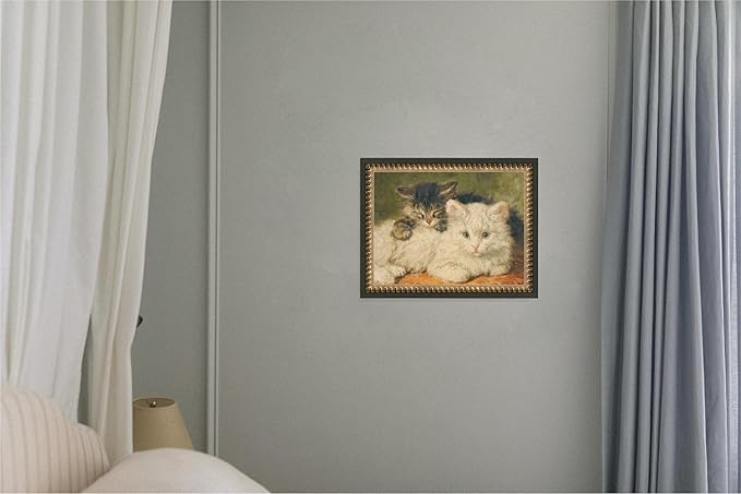 Petal Lane Wall Decor - 10x8 Framed Antique Decor - Make Your Own Gallery Wall Frame Set - Dark Academia Wall Decor - Canvas Wall Art with Vintage Frame (Two Resting Kittens)