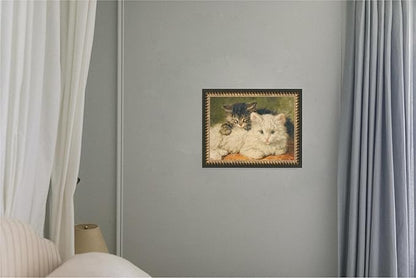 Petal Lane Wall Decor - 10x8 Framed Antique Decor - Make Your Own Gallery Wall Frame Set - Dark Academia Wall Decor - Canvas Wall Art with Vintage Frame (Two Resting Kittens)