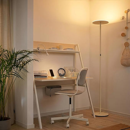 Brightech Sky LED Floor lamp, Torchiere Super Bright Floor Lamp for Living Room Decor & Office - Dimmable, Tall Standing Lamp with Warm Light for Bedroom & Reading - Cream