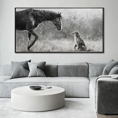 Animal Canvas Wall Art Vintage Print Pictures Farmhouse Wall Decor 29"x58" Bedroom Artwork for Over Bed Office Decorations