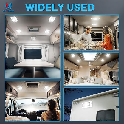 MICTUNING 6 Inch Interior RV Porch Light, Utility RV Awning White 6000K, Smart Touch Screen, Indoor IP68 Waterproof Aluminum for SUV Camper Trailer MPV Boat Home Cabinet Hallway