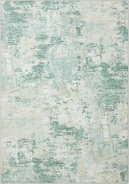 ROYHOME Modern Abstract Area Rug 5x7 Non Slip Non Shedding Rug Low Pile Stain Resistant for Bedroom Living Room,Green
