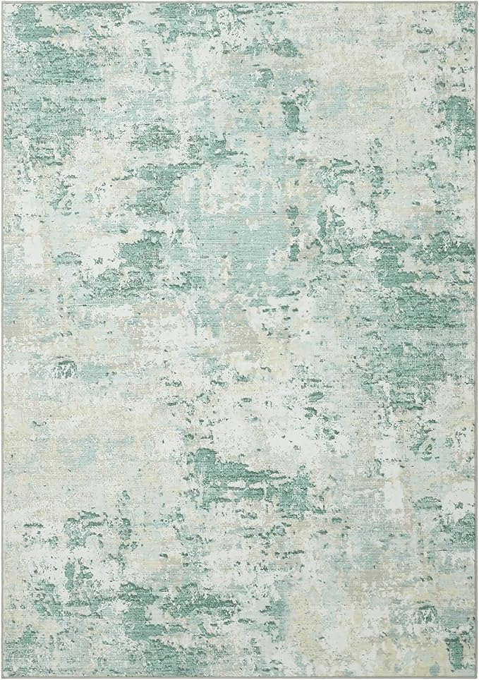 ROYHOME Modern Abstract Area Rug 6x9 Non Slip Non Shedding Rug Low Pile Stain Resistant for Bedroom Living Room,Green