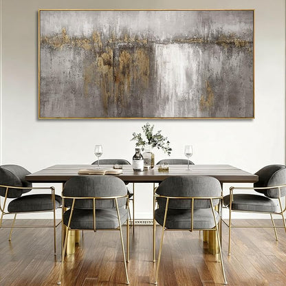 Abstract Hanging Art Grey and Gold Poster Print Neutral Decorative Pictures 36"x70" Poster for Bedroom Artwork for Office