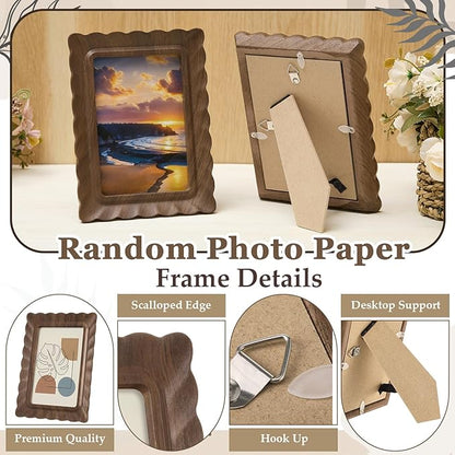 Novabright 4 Pcs 5 x 7 Inch Wood Scalloped Petal Picture Frame Vintage Photo Frame with Real Glass for Tabletop and Wall Display Home Decor Photo Gallery Family Friend Wedding Graduation Gift