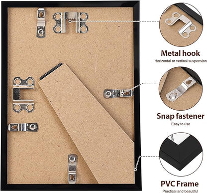 Fixwal 5x7 Picture Frame Set of 6 with Shatter Resistant Plastic Glass, Thin Border and Light Weight Photo Frames for Wall or Tabletop Display, Gift for Mother's Day, Father's Day, Graduation, Black
