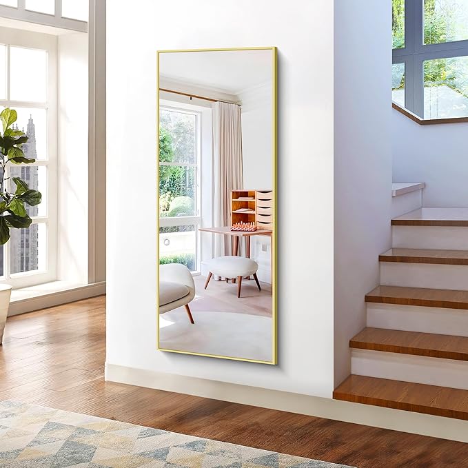 KOCUUY Large Gold Bathroom Mirror, 60"x24" Rectangle Bathroom Mirror for Wall, HD Tempered Glass, Anti-Rust Frame, Modern Design for Bathroom, Bedroom, Living Room, Entryway