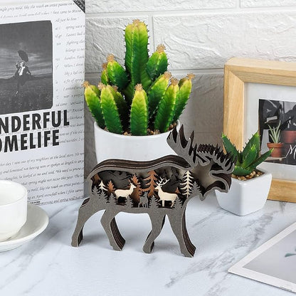 Laozai Wooden Forest Animals Deer Decor Cabin Rustic Mountain Decor Wall Decorations for Bedroom Living Room Table Decorative