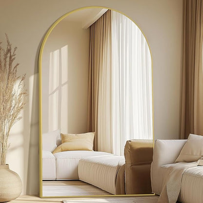 MELOMOIR Arched Full Length Mirror, 44"x72" Oversized Floor Mirror Freestanding, Large Full Body Mirror for Bedroom Living Room, Gold Mirror Full Length with Tempered Glass, Wall Mirror Full Length