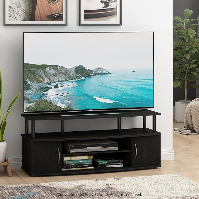 Furinno JAYA Large Entertainment Stand for TV Up to 55 Inch, Blackwood