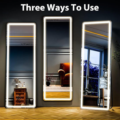 Full Length Mirror with LED Lights, LED Mirrors Full Length Floor Mirror Full Body Mirror for Bedroom Wall Mounted Free Standing