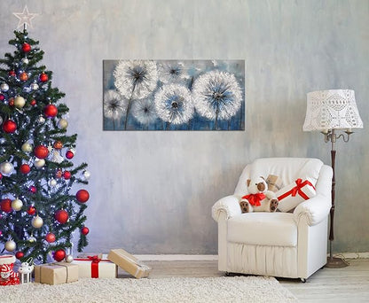 Dandelion Painting Wall Art Canvas Print Picture for Living Room Large White Flower Flora Home Bedroom Decoration Modern Framed Artwork Decor, 20x40