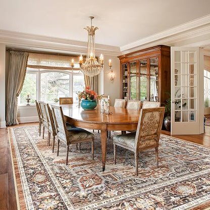 9x12 Area Rugs for Living Room: Washable Ultra Thin Rug - Oriential Stain Resistant Carpets - Large Indoor Non-Slip Rug for Bedroom Dining Room 9'x12' Brick