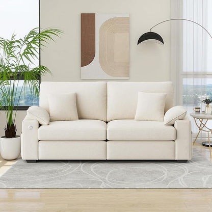 76" Modern Loveseat Couches for Living Room, Comfy Loveseat Sofa with Deep Seat Couch, USB/Type-C Port, Side Storage, Removable Cover, Small Couches for Living Room, Beige