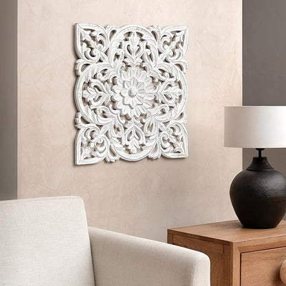 JFY Designs Wall Medallion - Wooden Wall Decor, Hand Carved & Embossed Decorative Wall Sculpture, Boho Farmhouse Wall Art, Perfect for Home, Office or any Living Space