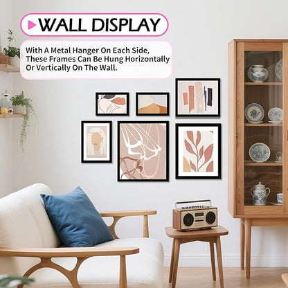 Picture Frames, 8.5 by 11 Diploma Frame, Black Photo Poster Frames with Clear Plexiglass, 8.5 x 11 Wall Hanging Certificate Frame for Collage Office Home Wall Decor, 2 Pack