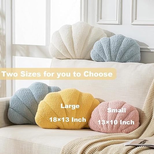 XIAIJIA Seashell Throw Pillows Shell Shaped Pillow Lavender Sea Shell Pillows for Bed Seashell Decorative Pillow Soft Plush Pillow Sea Couch Decoration(13 X 10 inch)
