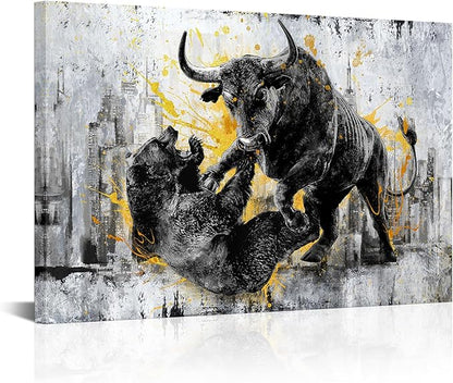 DuoBaorom Wall Street Bull vs Bear Wall Art Mens Office Large Bedroom Decor 24 x 36 inches