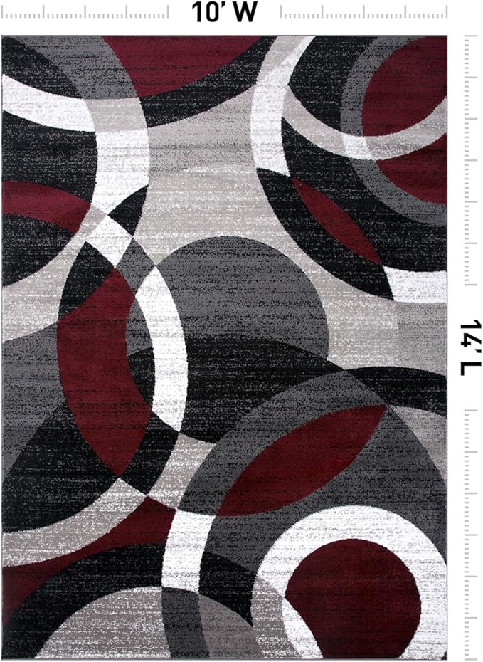 Rugshop Contemporary Abstract Circles Perfect for high Traffic Areas of Your Living Room,Bedroom,Basement,Kitchen Large Areas Open Spaces Area Rug 10' x 14' Red