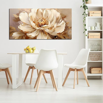 Large Flower Canvas Wall Art for Bedroom Women,White Floral Wall Decor for Living Room 29 x 59 Inch