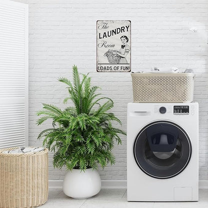 Funny Laundry Room Sign “Laundry Loads of Fun” - Vintage Farmhouse Wall Decor for Bathroom Home Utility Room 8x12 Inch