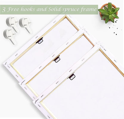 Induslyfe Large Framed Grass Wall Art Canvas Decor Set of 3, Matisse Framed Prints Posters Mid Century Modern Art, Aesthetic Floral Botanical Wall Art for Bedroom, Living Room, Bathroom 18x24