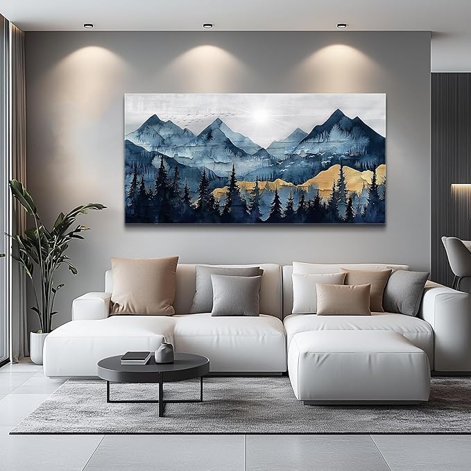 FUHAIHUA Canvas Wall Art For Living Room Wall Decor For Bedroom Office Wall Decoration Mountain Landscape Painting Abstract Pictures Artwork Room Aesthetic Home Decor 20x40 In
