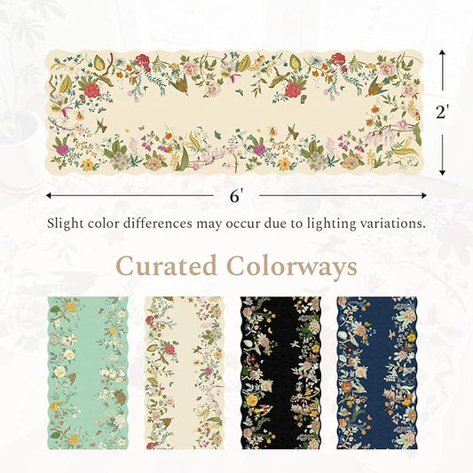 Rugflix 2x6 Runner Rug for Hallway, Washable Kitchen Runner Non Slip, Soft Low Pile Entryway Carpet, Vintage Floral Stain Resistant Long Laundry Room Rugs for Bedroom, Stairs