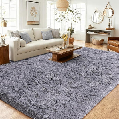 8x10 Area Rugs for Living Room Bedroom, Ultra Soft Fluffy Grey Large Rug Carpet for Bedroom, Upgrade Non-Slip Fuzzy Shag Plush Rugs for Nursery Boys Girls Kids Room Modern Indoor Home Decor
