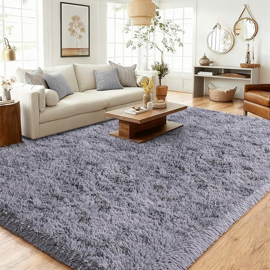 8x10 Area Rugs for Living Room Bedroom, Ultra Soft Fluffy Grey Large Rug Carpet for Bedroom, Upgrade Non-Slip Fuzzy Shag Plush Rugs for Nursery Boys Girls Kids Room Modern Indoor Home Decor