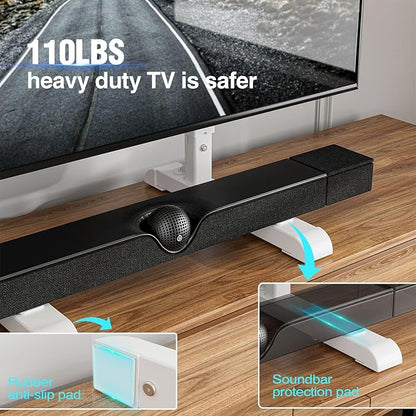 Universal TV Stand for 19-75 Inch LCD LED TVs, Height Adjustable TV Legs Replacement Hold up to 110 lbs, Table Top TV Stand Base, Max VESA 800X600mm, White