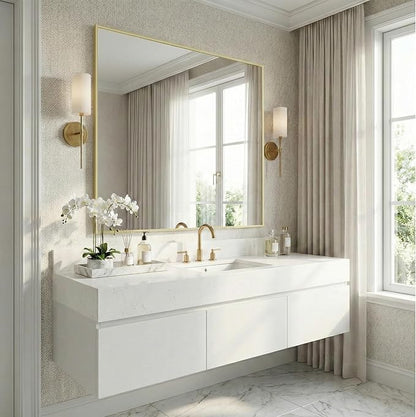 36" x 48" Gold Wall Mirror for Bathroom, 48" x 36" Oversized Rectangular Accent Decor, Large Metal Framed Mirror for Dining Room & Vanity